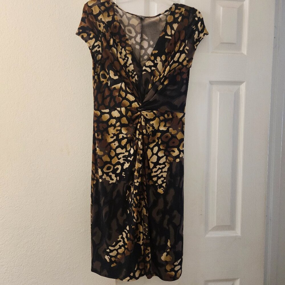 Muse Y2K chocolate brown Sexy animal print Jaguar midi stretchy dress M